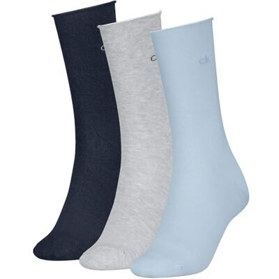 Calvin Klein Rolltop Classic Sock, Azzurro, 39-42 (Pacco da 3) Donna Calvin Klein Rolltop Classic Sock, Azzurro, 39-42 (Pacco da 3) Donna