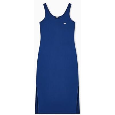 Emporio Armani Vestaglia Lunga da Donna in Cotone per Tutti i Giorni, Blu, M Emporio Armani Vestaglia Lunga da Donna in Cotone per Tutti i Giorni, Blu, M