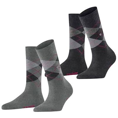 Burlington Everyday Argyle W So cotone fantasia confezione di 2 paia, Calzini Donna, Grigio Light Grey Melange 3390, 36-41 Burlington Everyday Argyle W So cotone fantasia confezione di 2 paia, Calzini Donna, Grigio Light Grey Melange 3390, 36-41