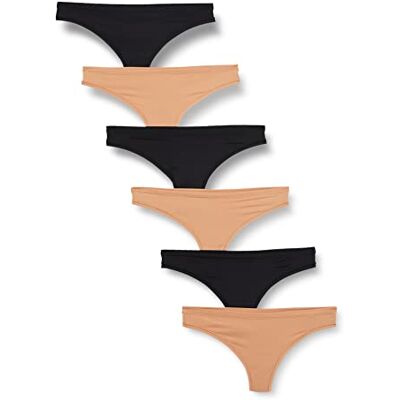 Amazon Essentials Biancheria Intima da Donna in Microfibra (Hipster & Thong, Disponibile in Taglie Forti), Confezione da 6, Nero/Bronzo Lavato, Taglia 42 Amazon Essentials Biancheria Intima da Donna in Microfibra (Hipster & Thong, Disponibile in Taglie Forti), Confezione da 6, Nero/Bronzo Lavato, Taglia 42