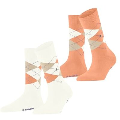Burlington Everyday Argyle W So cotone fantasia 2 paires, Calzini Donna, Bianco Off-White 2040, 36-41 Burlington Everyday Argyle W So cotone fantasia 2 paires, Calzini Donna, Bianco Off-White 2040, 36-41