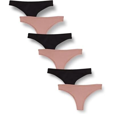 Amazon Essentials Biancheria Intima da Donna in Microfibra (Hipster & Thong, Disponibile in Taglie Forti), Confezione da 6, Nero/Rosa Antico, 12 Amazon Essentials Biancheria Intima da Donna in Microfibra (Hipster & Thong, Disponibile in Taglie Forti), Confezione da 6, Nero/Rosa Antico, 12