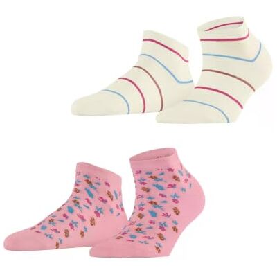 Esprit Flowers & Stripes 2-Pack W Sn cotone bassi fantasia 2 paia, Calzini corti Donna, Rosa Flamingo 8402, 35-38 Esprit Flowers & Stripes 2-Pack W Sn cotone bassi fantasia 2 paia, Calzini corti Donna, Rosa Flamingo 8402, 35-38