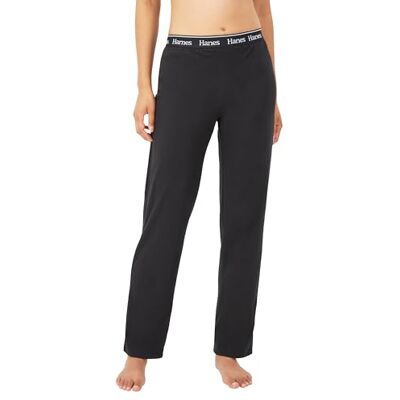 Hanes Pantaloni da Donna Originals Comfywear Straight Leg Leisure, Nero, XL Hanes Pantaloni da Donna Originals Comfywear Straight Leg Leisure, Nero, XL