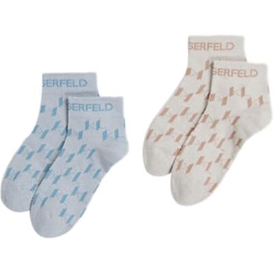Lagerfeld Donne K/Monogram Short Socks Kentucky Blue/Pristine One size Lagerfeld Donne K/Monogram Short Socks Kentucky Blue/Pristine One size