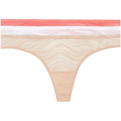 Calvin Klein Perizomi Donna Confezione da 3 con Pizzo, Multicolore (Calypso Coral/Cedar/White), L Calvin Klein Perizomi Donna Confezione da 3 con Pizzo, Multicolore (Calypso Coral/Cedar/White), L