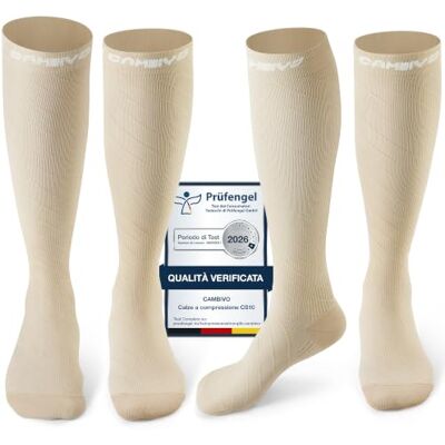 CAMBIVO 2 Paia Calze Compressione Graduata Donna e Uomo 20-30 mmHg, Calze Elastiche a Compressione Antiscivolo per Sport, Corsa, Recupero, Antitrombo, Vene Varicose, Viaggio in Aereo CAMBIVO 2 Paia Calze Compressione Graduata Donna e Uomo 20-30 mmHg, Calze Elastiche a Compressione Antiscivolo per Sport, Corsa, Recupero, Antitrombo, Vene Varicose, Viaggio in Aereo