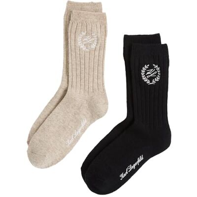Lagerfeld Donna K/Hotel Karl Crest Wool (2 Pack) Beige/Black One size Lagerfeld Donna K/Hotel Karl Crest Wool (2 Pack) Beige/Black One size