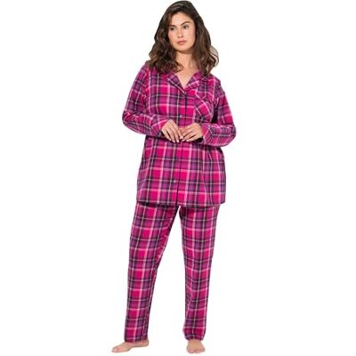 Ulla Popken Pyjama, Flanell, Karo, Reverskragen, Langarm Set di Pigiama, Fuchsia, 52-54 Donna Ulla Popken Pyjama, Flanell, Karo, Reverskragen, Langarm Set di Pigiama, Fuchsia, 52-54 Donna