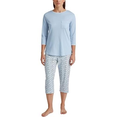 Calida Sweet Dreams 3/4 Pigiama da Donna, in 100% Cotone, con Elastico in Vita, Arctic Ice, 36-38 Calida Sweet Dreams 3/4 Pigiama da Donna, in 100% Cotone, con Elastico in Vita, Arctic Ice, 36-38