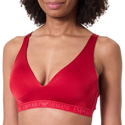 Emporio Armani Bralette Donna Iconica Microfibra Imbottitura Rimovibile Rosso S, Rosso, S Emporio Armani Bralette Donna Iconica Microfibra Imbottitura Rimovibile Rosso S, Rosso, S
