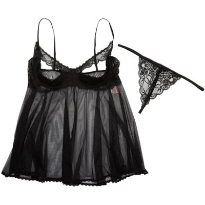 Shirley of Hollywood numero x3394 taglia 1/2 x Pizzo Nero e punta aperta netta Babydoll Shirley of Hollywood numero x3394 taglia 1/2 x Pizzo Nero e punta aperta netta Babydoll