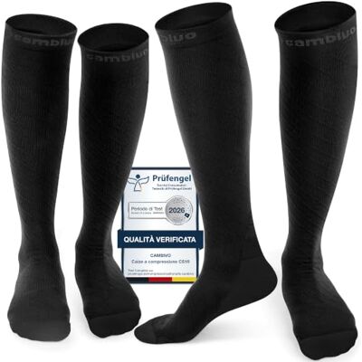 CAMBIVO 2 Paia Calze Compressione Graduata Donna e Uomo 20-30 mmHg, Calze Elastiche a Compressione Antiscivolo per Sport, Corsa, Recupero, Antitrombo, Vene Varicose, Viaggio in Aereo CAMBIVO 2 Paia Calze Compressione Graduata Donna e Uomo 20-30 mmHg, Calze Elastiche a Compressione Antiscivolo per Sport, Corsa, Recupero, Antitrombo, Vene Varicose, Viaggio in Aereo