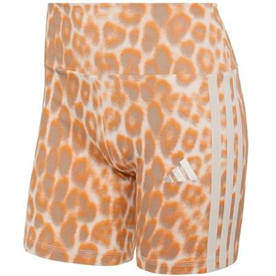 Adidas Femme Seasonal Essentials Leopard Print Biker Shorts with 3-Stripes, MULTICOLOR/wonder alumina, L Adidas Femme Seasonal Essentials Leopard Print Biker Shorts with 3-Stripes, MULTICOLOR/wonder alumina, L