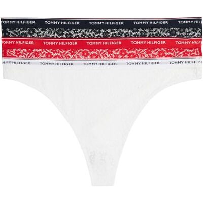 Tommy Hilfiger Perizomi Donna Confezione da 3 Premium Essential Tanga, Multicolore (Desert Sky/White/Primary Red), XL Tommy Hilfiger Perizomi Donna Confezione da 3 Premium Essential Tanga, Multicolore (Desert Sky/White/Primary Red), XL