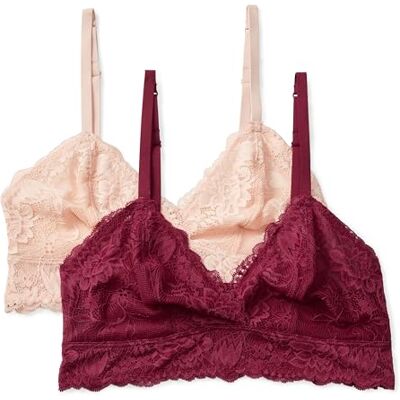 Amazon Essentials Bralette a Triangolo in Pizzo Elasticizzato Galloon Donna, Confezione da 2, Bordeaux/Petalo Chiaro, XS Amazon Essentials Bralette a Triangolo in Pizzo Elasticizzato Galloon Donna, Confezione da 2, Bordeaux/Petalo Chiaro, XS