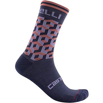 CASTELLI Cubi W 15 Sock, Calzini Donna, Savile Blue/Brilliant Pink, S/M CASTELLI Cubi W 15 Sock, Calzini Donna, Savile Blue/Brilliant Pink, S/M