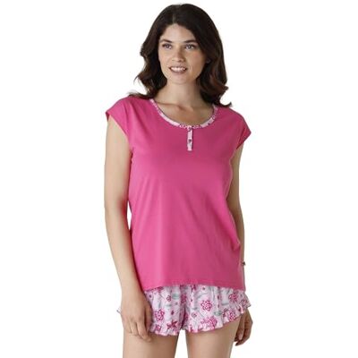 Lovable Set di Pigiama Corto in Jersey di Cotone e Tela di Viscosa Donna Lovable Set di Pigiama Corto in Jersey di Cotone e Tela di Viscosa Donna
