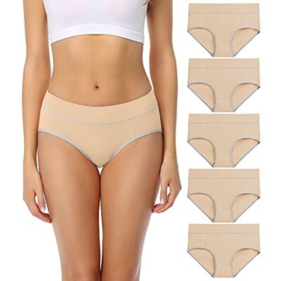 wirarpa Mutande Slip Donna Vita Media in Cotone Elasticizzato Pacco da 5 Beige Taglia XL wirarpa Mutande Slip Donna Vita Media in Cotone Elasticizzato Pacco da 5 Beige Taglia XL