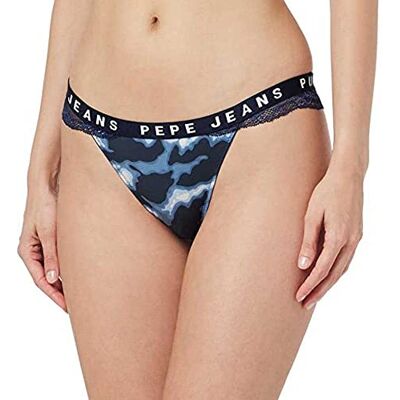 Pepe Jeans Camo Thong, Intimo in Stile Bikini Donna, Blu (Navy),S Pepe Jeans Camo Thong, Intimo in Stile Bikini Donna, Blu (Navy),S