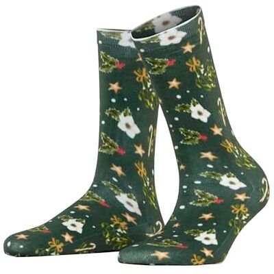 Burlington Calze da donna Christmas W So cotone fantasia 1 paio, verde eucalipto 7502 Fancy Christmas, 36-41, Verde Eucalyptus 7502 Fancy Christmas, 36-41 Burlington Calze da donna Christmas W So cotone fantasia 1 paio, verde eucalipto 7502 Fancy Christmas, 36-41, Verde Eucalyptus 7502 Fancy Christmas, 36-41