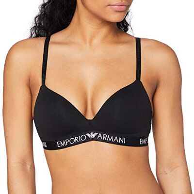 Emporio Armani Padded Triangle Bra Iconic Cotton, Reggiseno Imbottito Donna, Nero, S Emporio Armani Padded Triangle Bra Iconic Cotton, Reggiseno Imbottito Donna, Nero, S