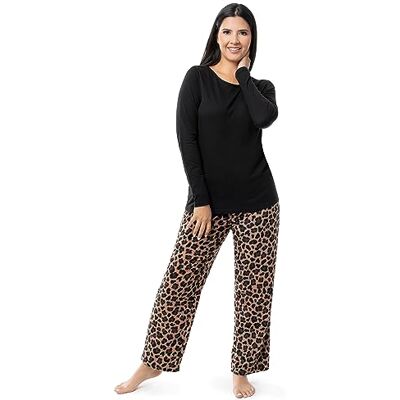Fruit of the Loom Set da Sonno in Jersey Scamosciato E Pantaloni in Pile Set di Pigiama Donna Fruit of the Loom Set da Sonno in Jersey Scamosciato E Pantaloni in Pile Set di Pigiama Donna