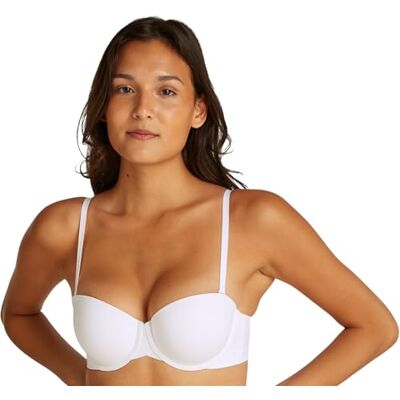 Calvin Klein Donna Reggiseno Senza Spalline Lightly Lined Elasticizzato, Bianco (White), 3A Calvin Klein Donna Reggiseno Senza Spalline Lightly Lined Elasticizzato, Bianco (White), 3A