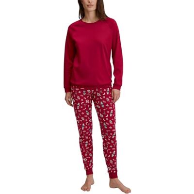 Calida Pigiama da Donna con Polsini, Rosso Intenso, 44-46 Calida Pigiama da Donna con Polsini, Rosso Intenso, 44-46