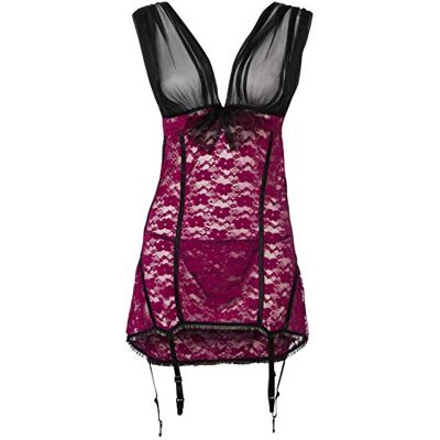 Shirley of Hollywood numero misura 3 x Magenta/Nero Stretch Lace Chemise e denari Shirley of Hollywood numero misura 3 x Magenta/Nero Stretch Lace Chemise e denari