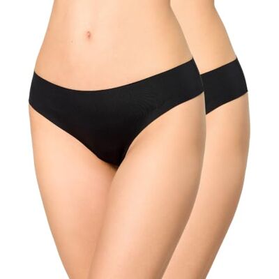 Nur Die Slip Invisibili da Donna, Confezione da 2, Senza Cuciture, in Microfibra, Ultra Leggero, Invisibili e Senza Cuciture, Nero, 44-46 Nur Die Slip Invisibili da Donna, Confezione da 2, Senza Cuciture, in Microfibra, Ultra Leggero, Invisibili e Senza Cuciture, Nero, 44-46