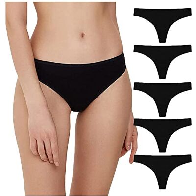 Conte elegant LST 2000 Set di 5 Perizoma da Donna in Cotone con Elastico Biancheria Intima da Donna Mutande Slip Tanga Intimo Taglia 106 Nero Conte elegant LST 2000 Set di 5 Perizoma da Donna in Cotone con Elastico Biancheria Intima da Donna Mutande Slip Tanga Intimo Taglia 106 Nero