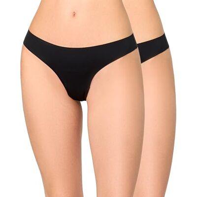 Nur Die Perizoma Invisible 2 Stringhe Senza Cuciture in Microfibra Ultraleggera, Invisibili e Senza Cuciture Perizoma da Donna, Nero, 36-38 Nur Die Perizoma Invisible 2 Stringhe Senza Cuciture in Microfibra Ultraleggera, Invisibili e Senza Cuciture Perizoma da Donna, Nero, 36-38