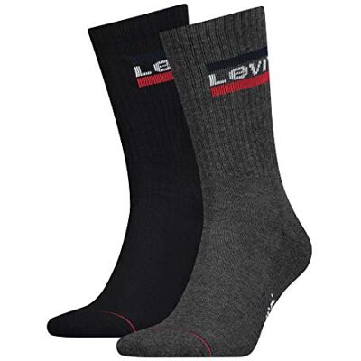 Levis Crew, Calzini Unisex Adulto, Grigio/Nero, 39-42 Levis Crew, Calzini Unisex Adulto, Grigio/Nero, 39-42