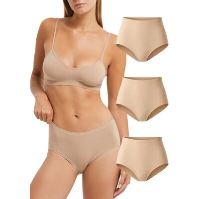 POMPEA 3 Pezzi Slip Donna a Vita Alta in Morbida Microfibra, Mutande Donna Senza Cuciture POMPEA 3 Pezzi Slip Donna a Vita Alta in Morbida Microfibra, Mutande Donna Senza Cuciture