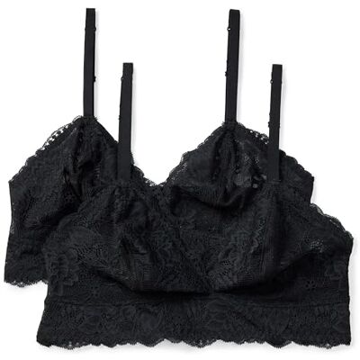 Amazon Essentials Bralette a Triangolo in Pizzo Elasticizzato Galloon Donna, Confezione da 2, Nero, XS Amazon Essentials Bralette a Triangolo in Pizzo Elasticizzato Galloon Donna, Confezione da 2, Nero, XS
