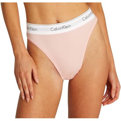 Calvin Klein Donna Slip Brasiliana High Leg con Fascia con Logo, Rosa (Buff Pink), XS Calvin Klein Donna Slip Brasiliana High Leg con Fascia con Logo, Rosa (Buff Pink), XS