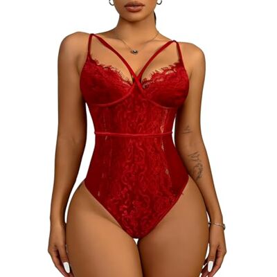 Buitifo Donna Sexy Lingerie Babydoll Body Senza Ferretto Un Pezzo Lingerie Sleepwear Trasparente Camicia da Notte Teddy Scollo a V Biancheria Intima(Red,S Buitifo Donna Sexy Lingerie Babydoll Body Senza Ferretto Un Pezzo Lingerie Sleepwear Trasparente Camicia da Notte Teddy Scollo a V Biancheria Intima(Red,S