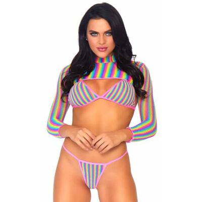 Leg Avenue Rainbow Top, String & Crop Top, Multicolore, Taglia Unica Leg Avenue Rainbow Top, String & Crop Top, Multicolore, Taglia Unica
