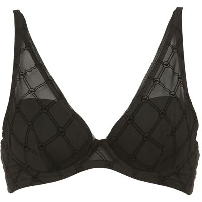 Emporio Armani all Over Mesh Monogram Balconette Bra Emporio Armani all Over Mesh Monogram Balconette Bra