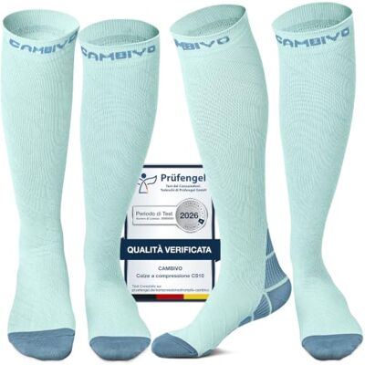 CAMBIVO 2 Paia Calze Compressione Graduata Donna e Uomo 20-30 mmHg, Calze Elastiche a Compressione Antiscivolo per Sport, Corsa, Recupero, Antitrombo, Vene Varicose, Viaggio in Aereo CAMBIVO 2 Paia Calze Compressione Graduata Donna e Uomo 20-30 mmHg, Calze Elastiche a Compressione Antiscivolo per Sport, Corsa, Recupero, Antitrombo, Vene Varicose, Viaggio in Aereo