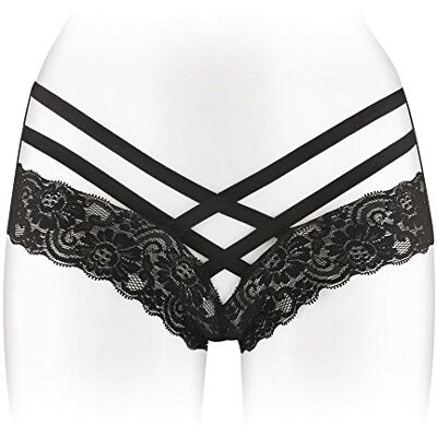 FASHION SECRET Fashion segreto Tanga Nero aperto fine pizzo/Incrocio di ornements Taglia Unica FASHION SECRET Fashion segreto Tanga Nero aperto fine pizzo/Incrocio di ornements Taglia Unica