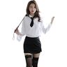 SINGUYUN Uniforme da segretaria sexy da donna per ufficio, costume da insegnante cosplay lingerie con calzini (8053bianco nero)