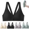 BIRKIM Gathering and Supporting Front Buckle Bra,Comfortable & Convenient Front Button Bra,Seamless V-Shaped Back Lightly Lined Push Up Bra for Women (XL, Black)