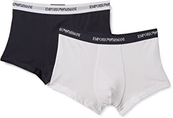 Emporio Armani Uomo 2-Pack-Boxer Essential Core Logoband Boxer, Bianco Blu Navy, L