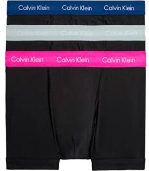 Calvin Klein Trunk 3pk  Boxer, Nero (B-slv Sprgs, Pal Pink, Blue Dpts Wb), S Uomo