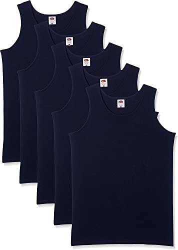 Fruit of the Loom 5-Pack Athletic Mens Canotta, Blu (Deep Navy), Medium (Pacco da 5) Uomo