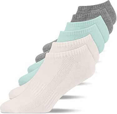 Snocks Calze Uomo Donna Corte Fantasmini Cotone Organico Taglia 47-50 Colore Mix (Grigio chiaro/Azzurro chiaro/Crema) Calzini per Donna Uomo Calze Uomo Sneaker Unisex