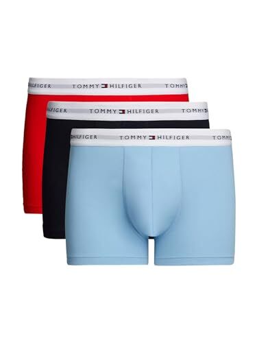 Tommy Hilfiger Uomo Pantaloncino Boxer Confezione da 3 Intimo, Blu (Fierce Red/Well Water/Anchor Blue), S