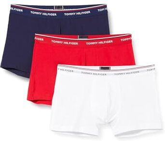 Tommy Hilfiger 3p Trunk, Uomo Boxer, White/Tango Red/ Peacoat, L